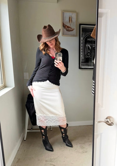 88 Lace Satin Panel Skirt