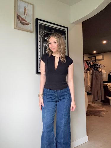 Runaway The Label Reeve Deep V-Neck Structured Top