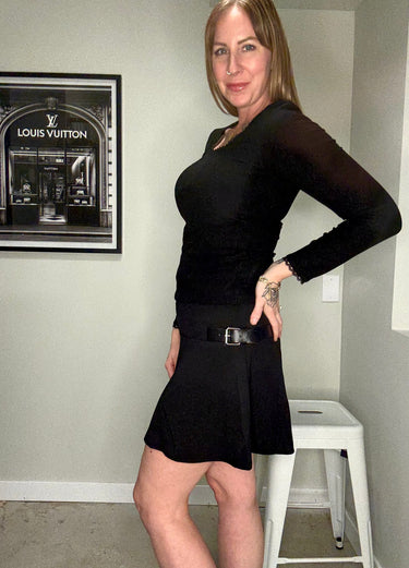 88 Heavy Knit Flare Mini Skirt In Black