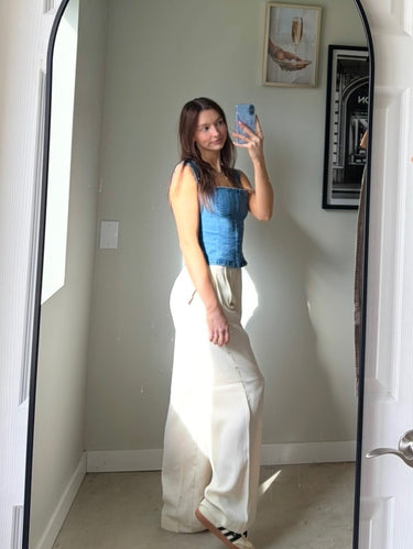 Black Tape Wide Leg Flowy High-Rise Trouser