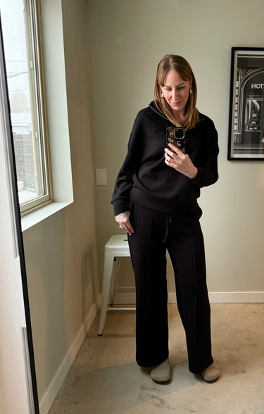 RD Style Prida Soft-Knit Drawstring Pull-On Straight-Leg Pants In Black