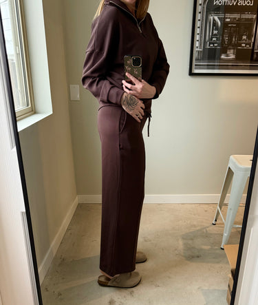 RD Style Prida Soft-Knit Drawstring Pull-On Straight-Leg Pants In Chocolate