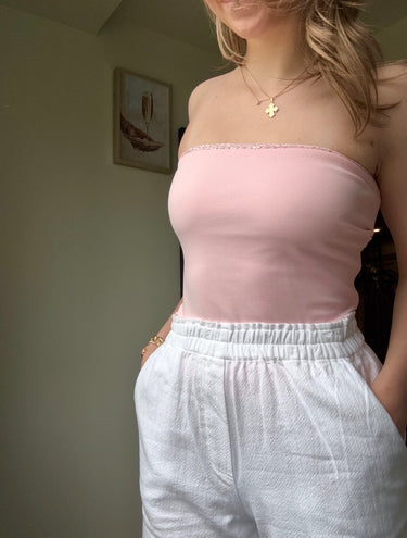 Runaway The Label Darla Strapless Lace Trim Top