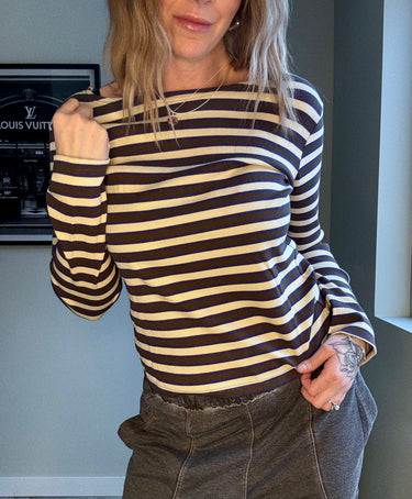 Kuwalla Amira Stripe Boatneck Long Sleeve