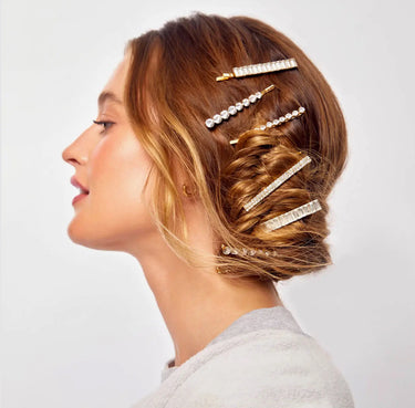 Kitsch Metal Rhinestone Assorted Bobby Pins 4 Piece Set in Gold
