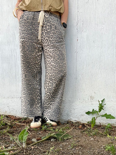 88 Leopard Print Wide Leg Pant