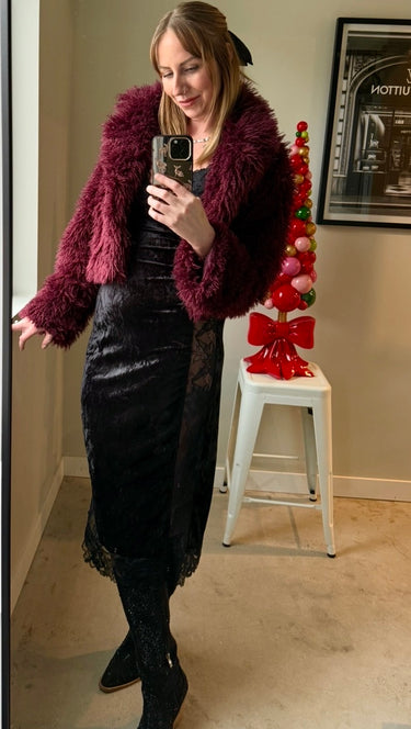 88 Faux Fur Collar Short Coat