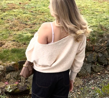 C'est Moi Drape Shoulder Relaxed Fit Sweater