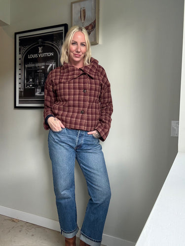 88 Checkered Stand Collar Jacket