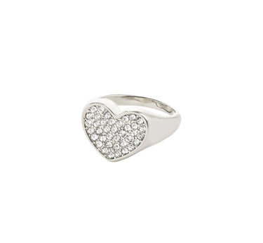 Pilgrim Emmett Large Heart Crystal Ring