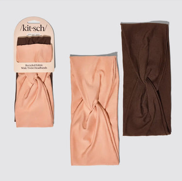 Kitsch Recycled Fabric Wide Twist Headbands (2-Pack)