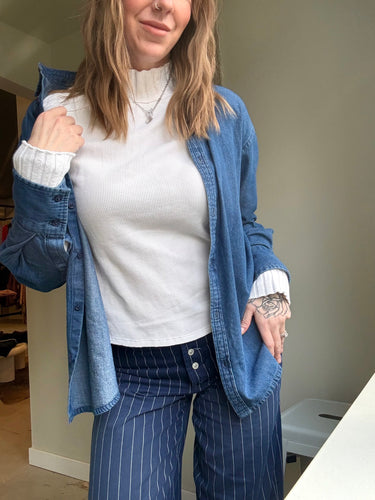 Brunette The Label Dark Denim Button Up Shirt
