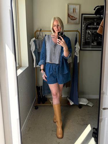 Brunette The Label Dark Denim Button Up Shirt