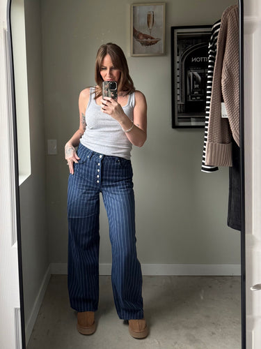 Free People Nia Striped Boyfriend Jeans