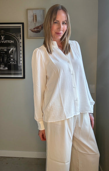 Black Tape Relaxed Button Front Flowy Blouse
