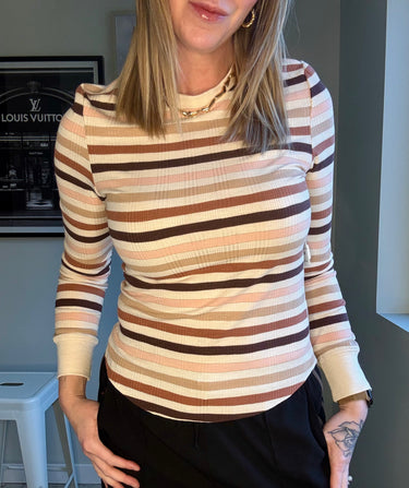 Dex Ribbed Striped Crew Neck Sweater