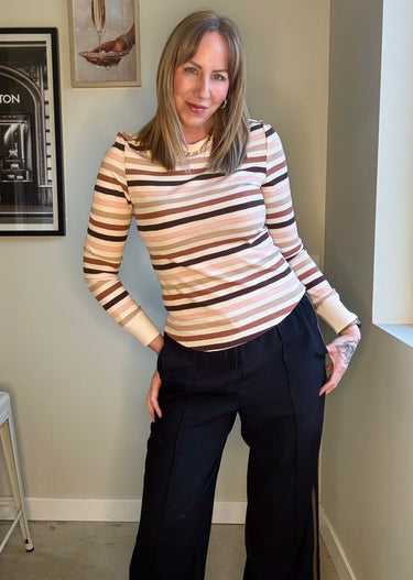 Dex Ribbed Striped Crew Neck Sweater