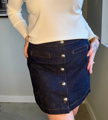 Dex Button Front Denim Mini Skirt