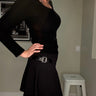 88 Heavy Knit Flare Mini Skirt In Black