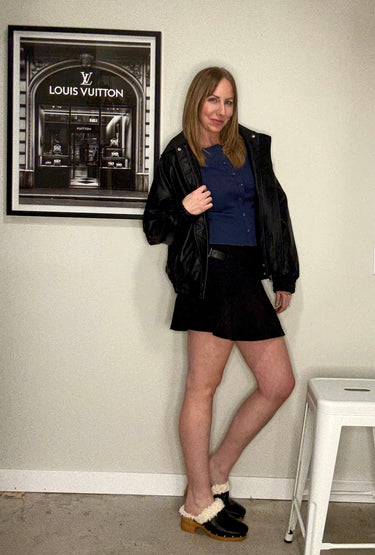 88 Heavy Knit Flare Mini Skirt In Black