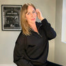 RD Style Seanni soft knit LS half zip pullover in black