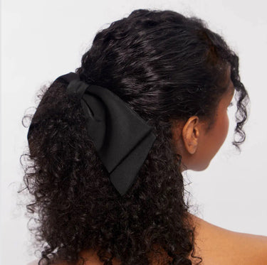 Kitsch Recycled Fabric Oversized Bow Hair Clip In Black