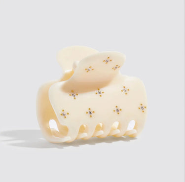 Kitsch Ivory Recycled Plastic Rhinestone Medium Puffy Claw Clip