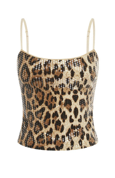 Runaway The Label Lyra Leopard Print Tank Top with sequins