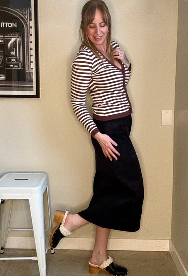 Runaway The Label Noemi Long Sleeve Button-Up Knit Top
