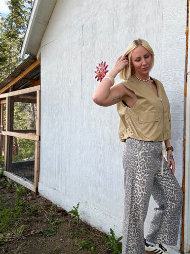 88 Leopard Print Wide Leg Pant