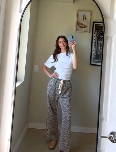 88 Leopard Print Wide Leg Pant