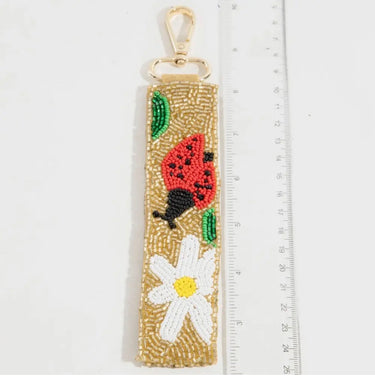88 Flower Ladybug Beaded Key Chain