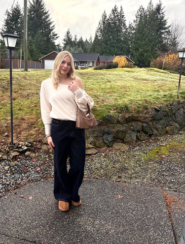 C'est Moi Drape Shoulder Relaxed Fit Sweater