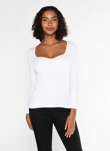 C'est Moi Seamless Rib Sweetheart Long Sleeve Top