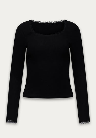 Kuwalla Belle Peachy Squareneck Lace Long Sleeve
