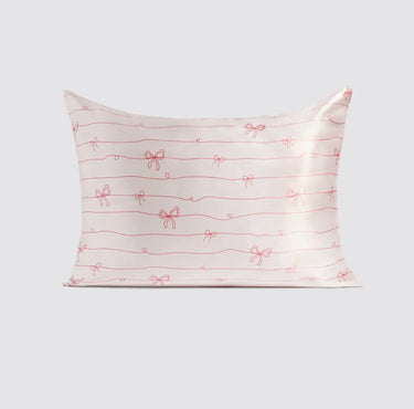 Kitsch Holiday Satin Striped Bow Pillowcase (Standard Size)