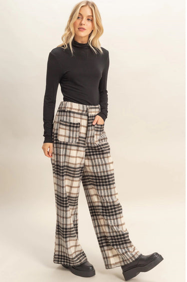 88 Brush Finished Checkered High-Rise Trouser
