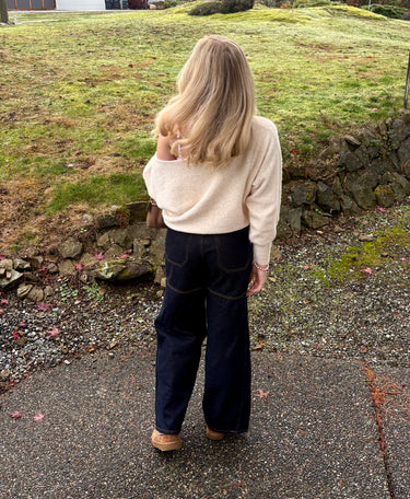 C'est Moi Drape Shoulder Relaxed Fit Sweater
