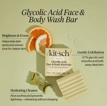 Kitsch Glycolic Acid Exfoliating Face and Body Wash Bar