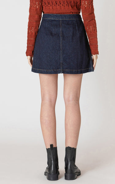 Dex Button Front Denim Mini Skirt